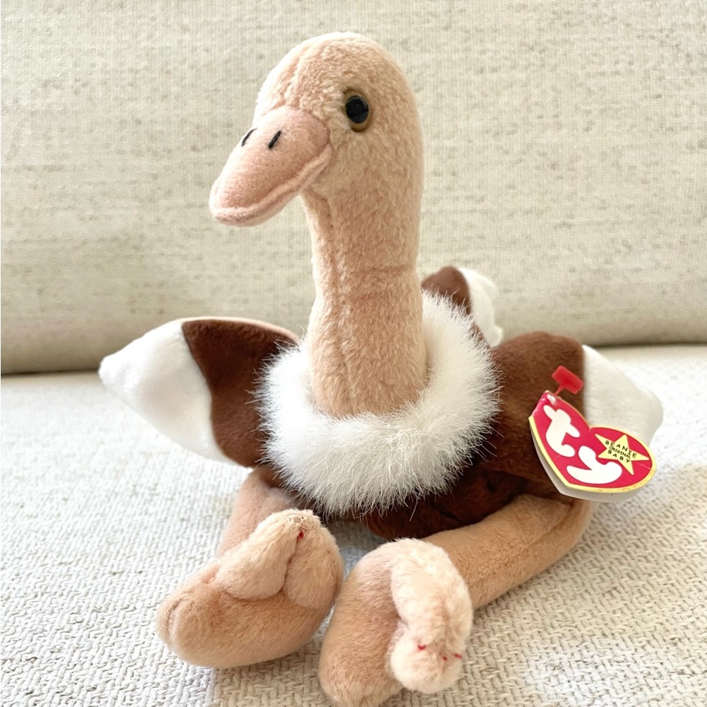 Ty Beanie Baby Stretch the Ostrich with Hang Tag + Tush Tag
